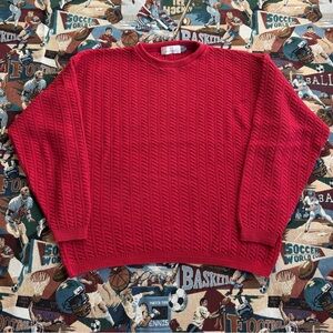 Vintage Men's Bill Blass Red Cotton Sweater